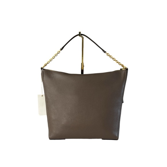 Tory Burch Carson Hobo Bag Silver Maple Pebbled Leather NWT Style 75421 - Picture 5 of 17